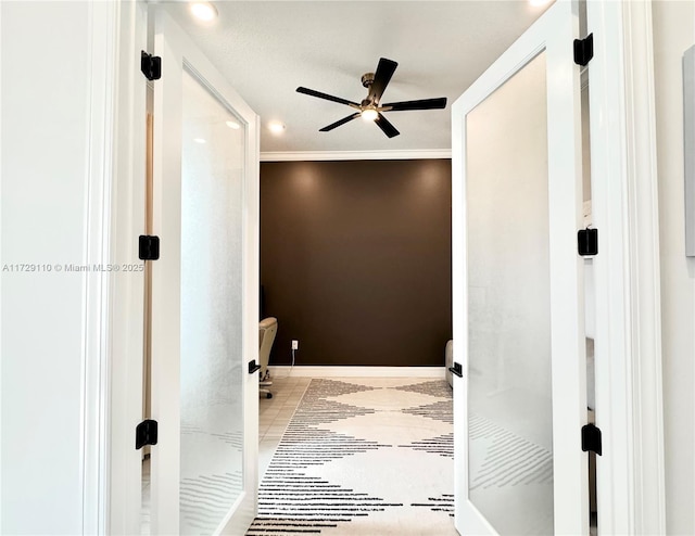 interior space featuring crown molding