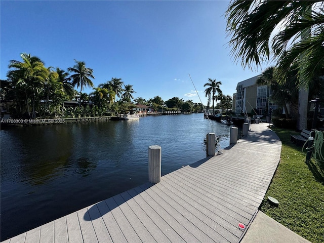 view of dock featuring a water view