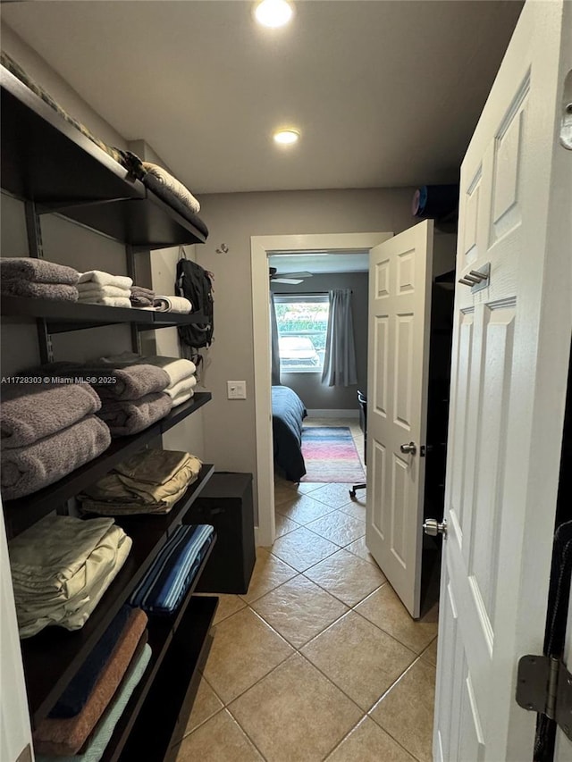 interior space featuring light tile patterned floors