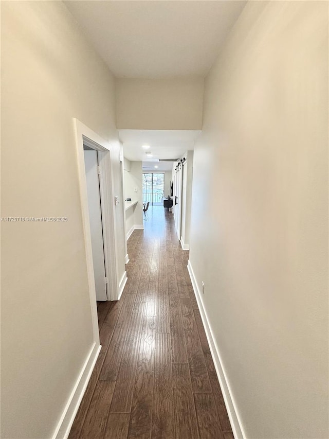 hall featuring dark hardwood / wood-style floors