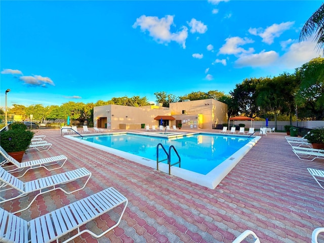 view of pool featuring a patio