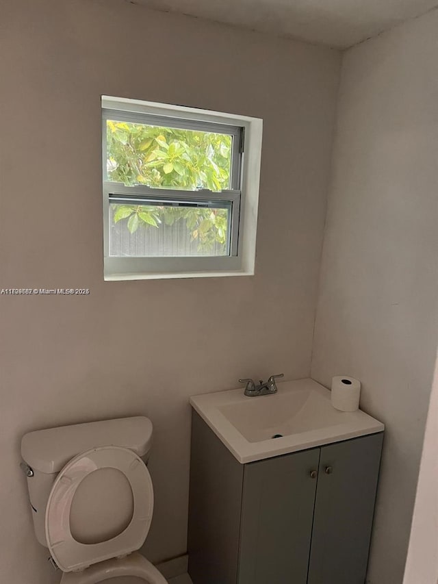 bathroom with toilet and vanity