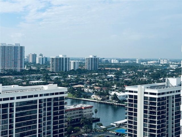 property's view of city with a water view