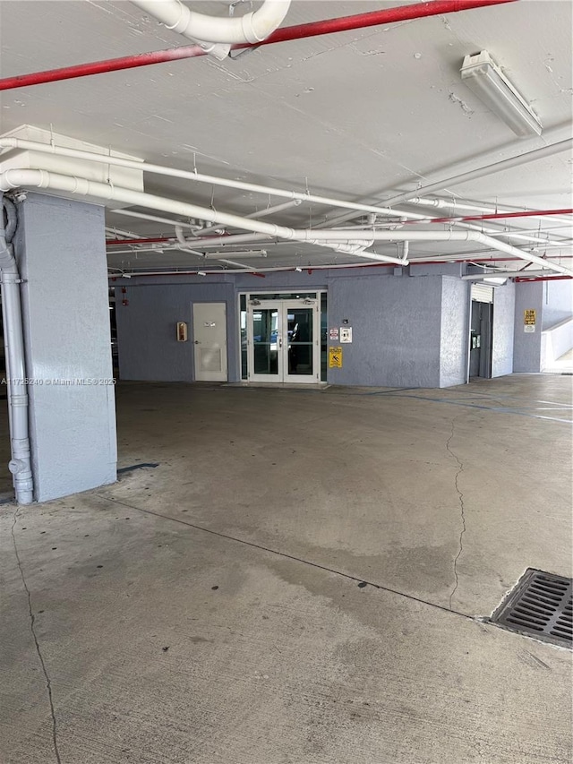 garage featuring french doors