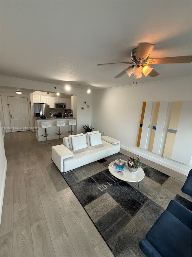 living room featuring light wood-type flooring