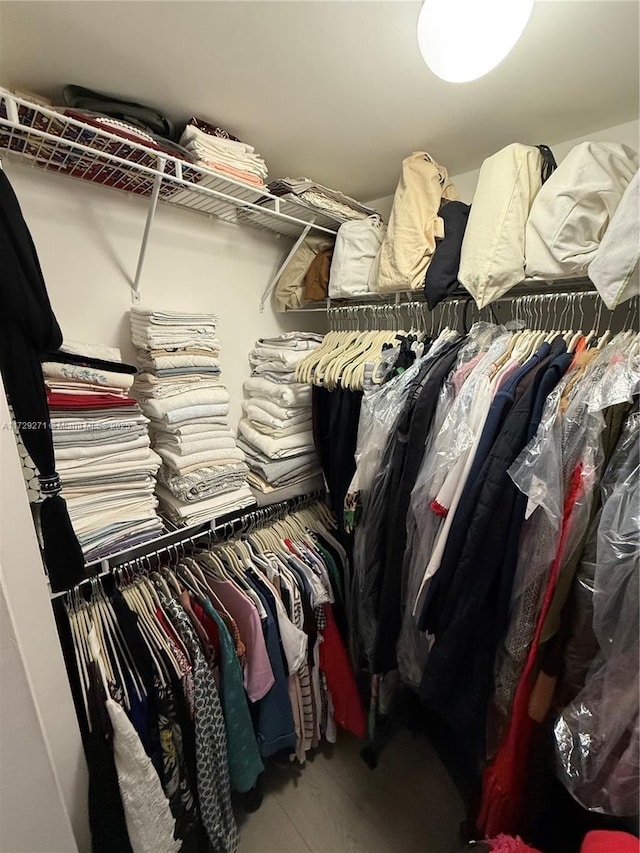 spacious closet featuring hardwood / wood-style floors