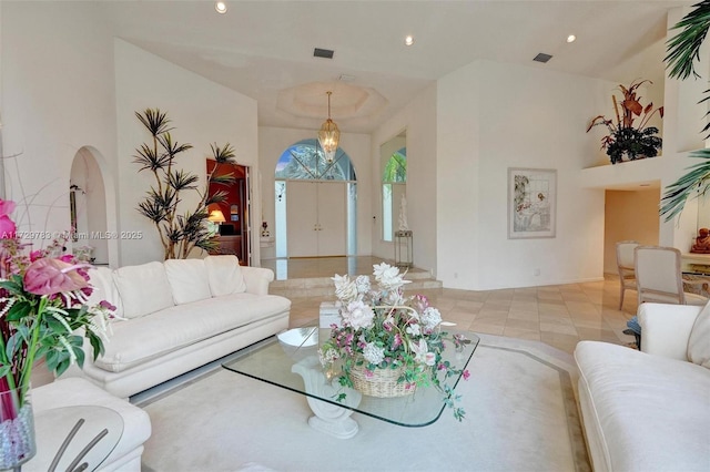 view of tiled living room