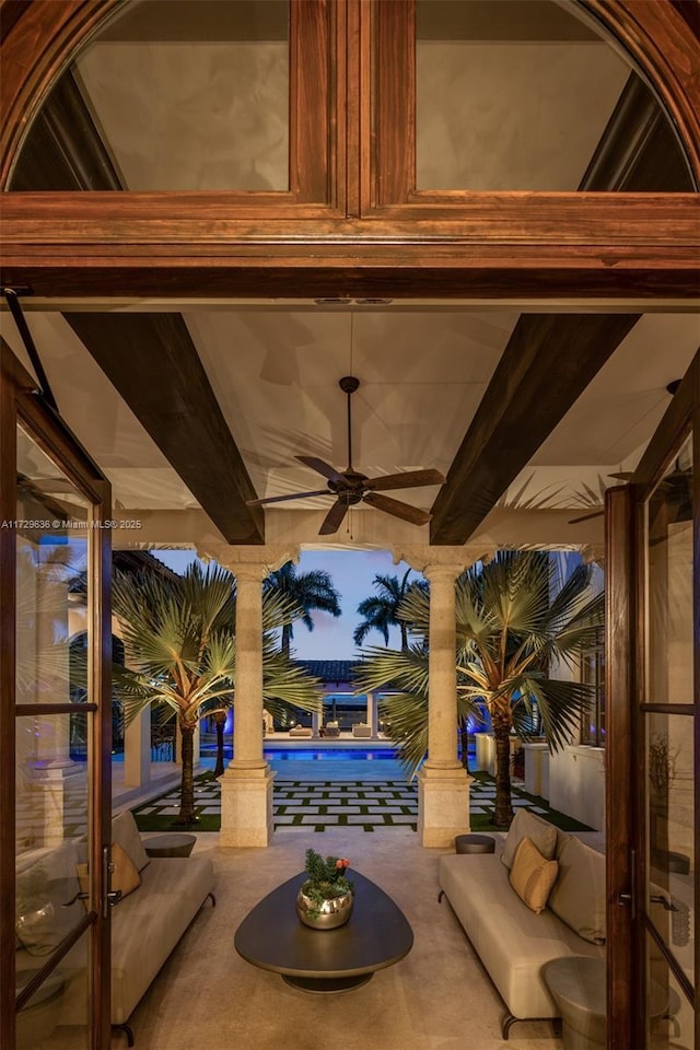 view of patio with ceiling fan