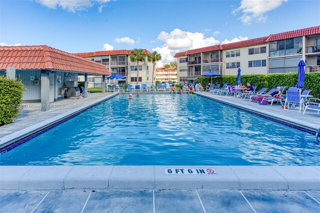 view of pool featuring a patio area