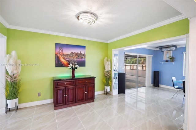 interior space with crown molding