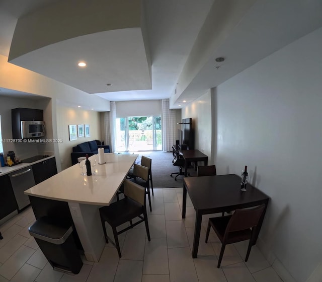 view of tiled dining space