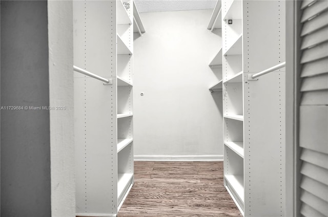 spacious closet with wood finished floors