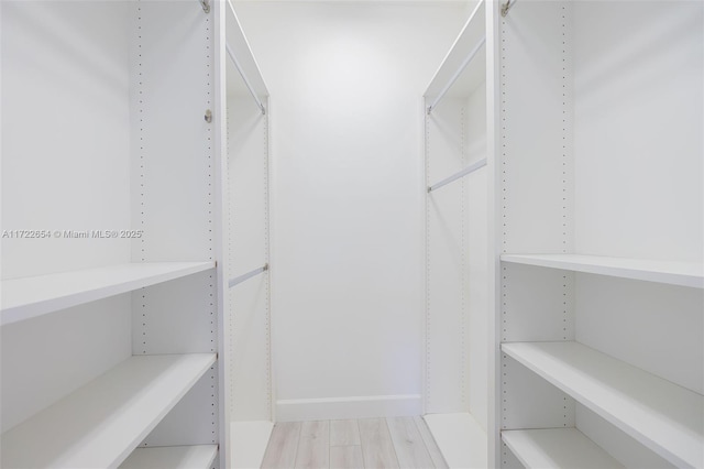 walk in closet featuring light wood-type flooring