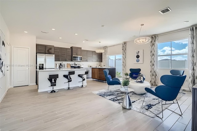 interior space with light hardwood / wood-style flooring