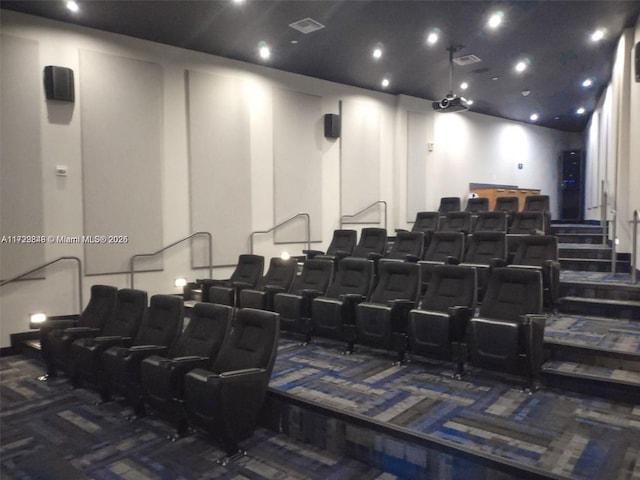 view of carpeted home theater