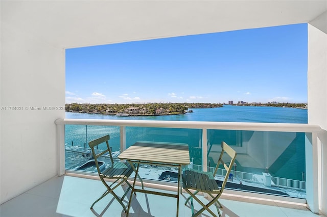 balcony with a water view