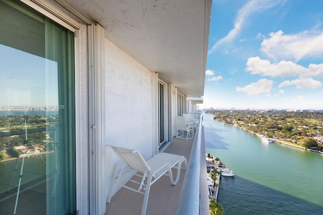 balcony with a water view