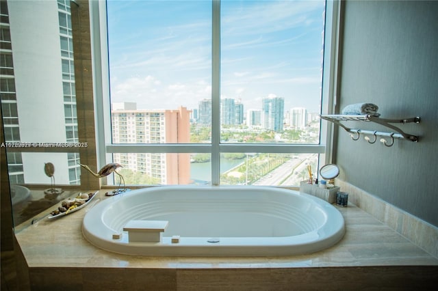 bathroom featuring a washtub