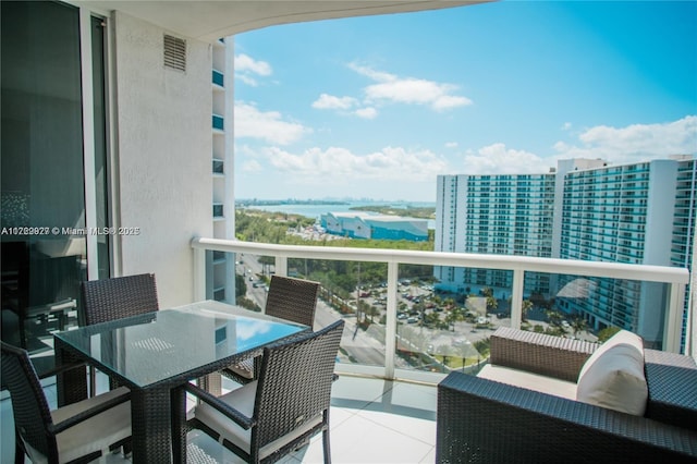 balcony with a water view