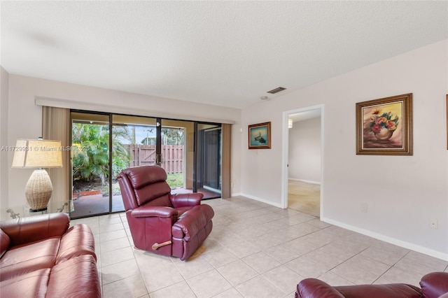 living room featuring light tile patterned floors