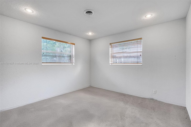 carpeted spare room featuring a wealth of natural light