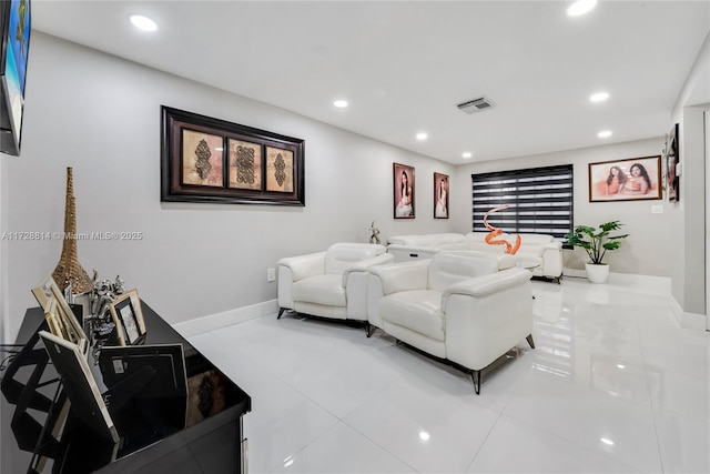 view of tiled living room