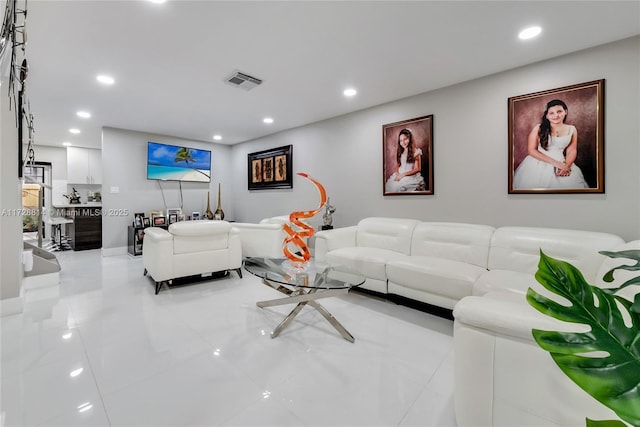 view of tiled living room