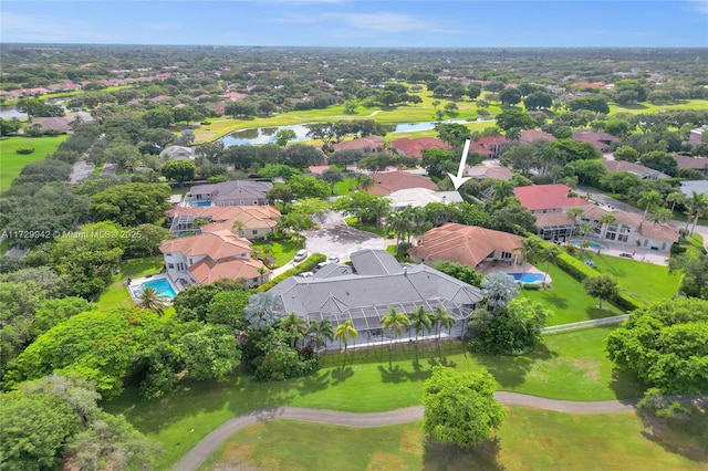 bird's eye view featuring a water view