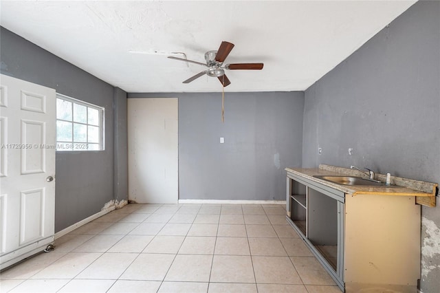 kitchen with sink and ceiling fan