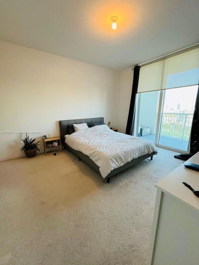 carpeted bedroom with access to outside