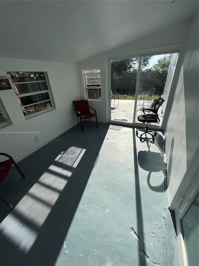 interior space with vaulted ceiling