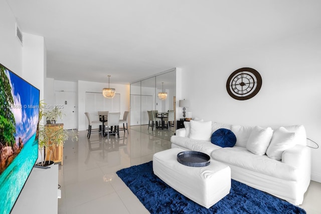 view of tiled living room