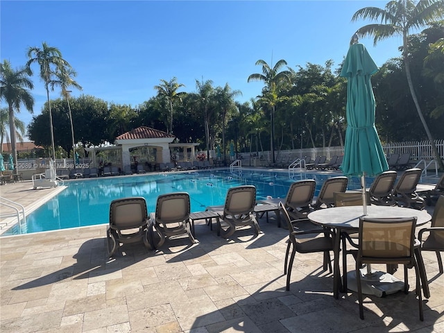 view of pool featuring a patio