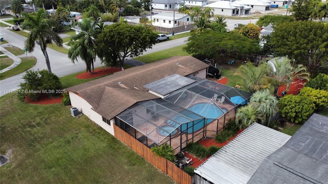 drone / aerial view with a residential view