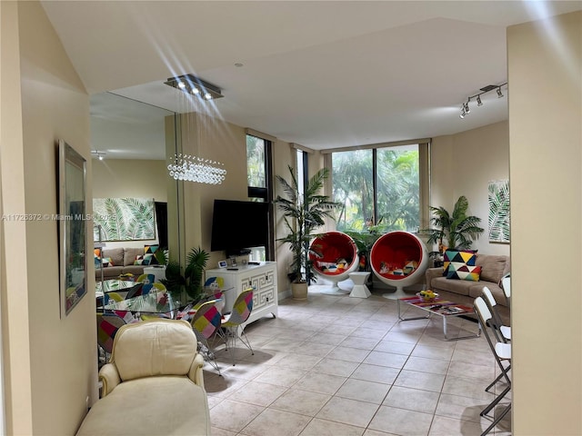 view of tiled living room