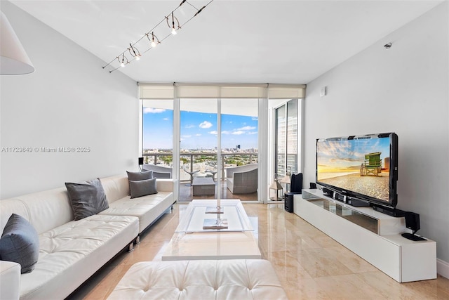 living room featuring expansive windows