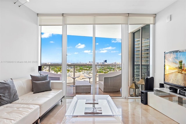 living room featuring expansive windows and a wealth of natural light