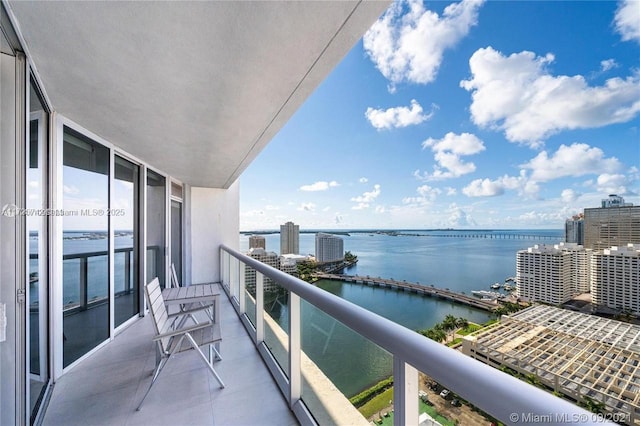 balcony with a water view