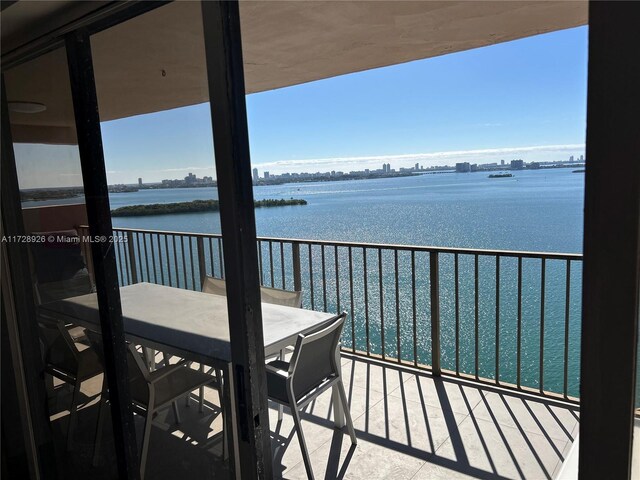 balcony with a water view