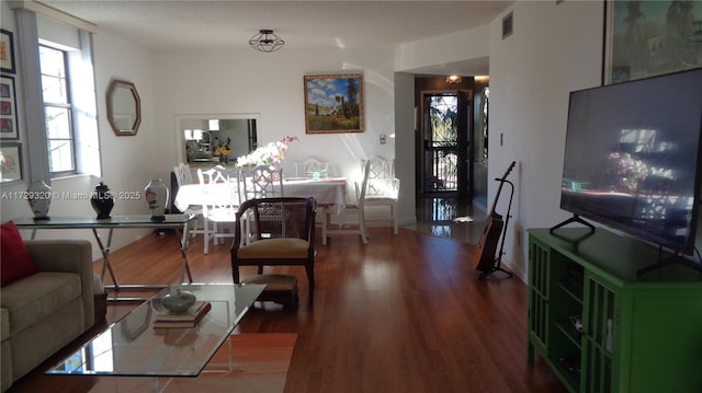 living room with hardwood / wood-style flooring