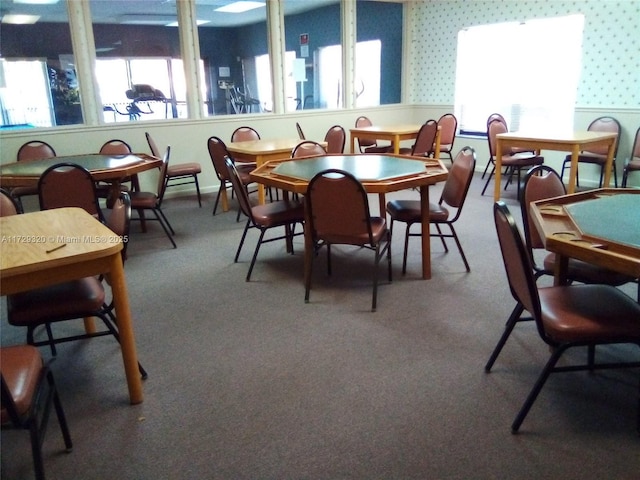 view of carpeted dining room