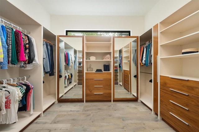 walk in closet featuring light hardwood / wood-style floors