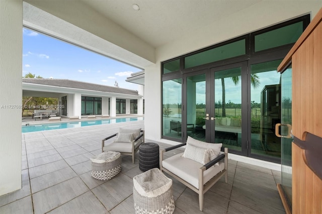 view of patio / terrace featuring french doors