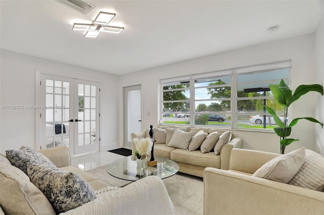 living room with french doors