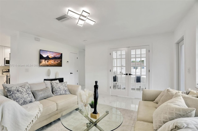 living room with french doors