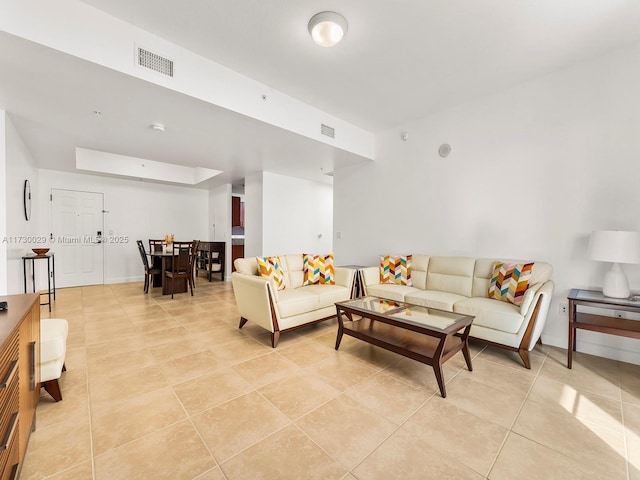 view of tiled living room