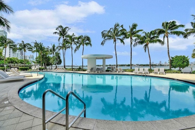 view of pool featuring a patio