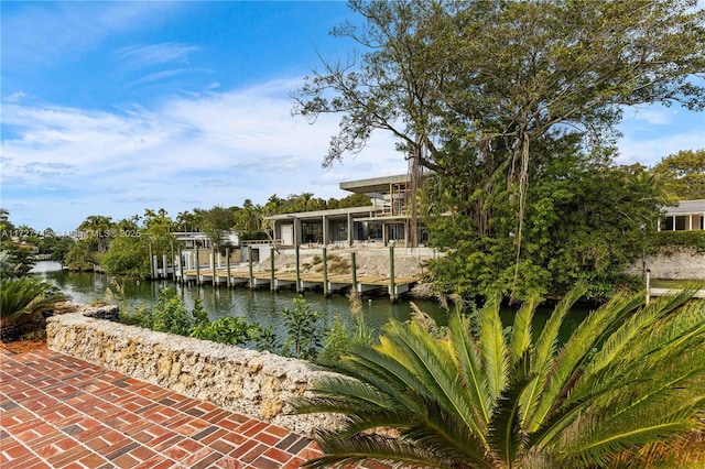 dock area featuring a water view