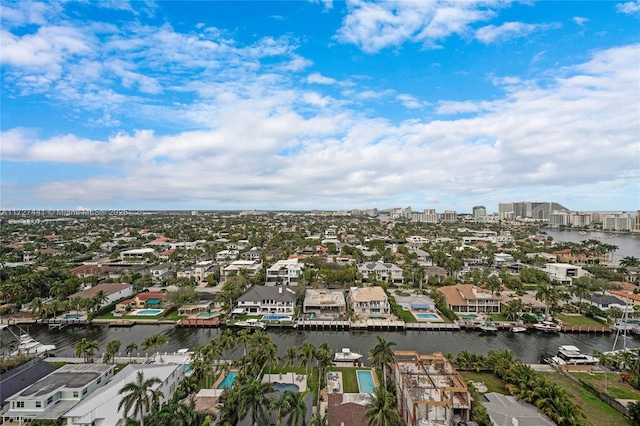 bird's eye view featuring a water view