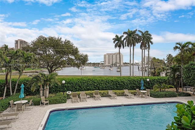 view of pool featuring a patio area